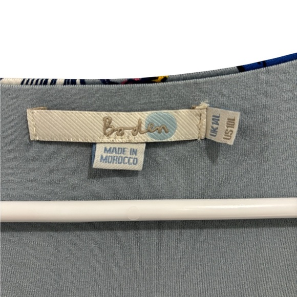 Boden Ruth Faux Wrap Dress Blue Botanical Sz 10 Long workwear business casual - Picture 5 of 12